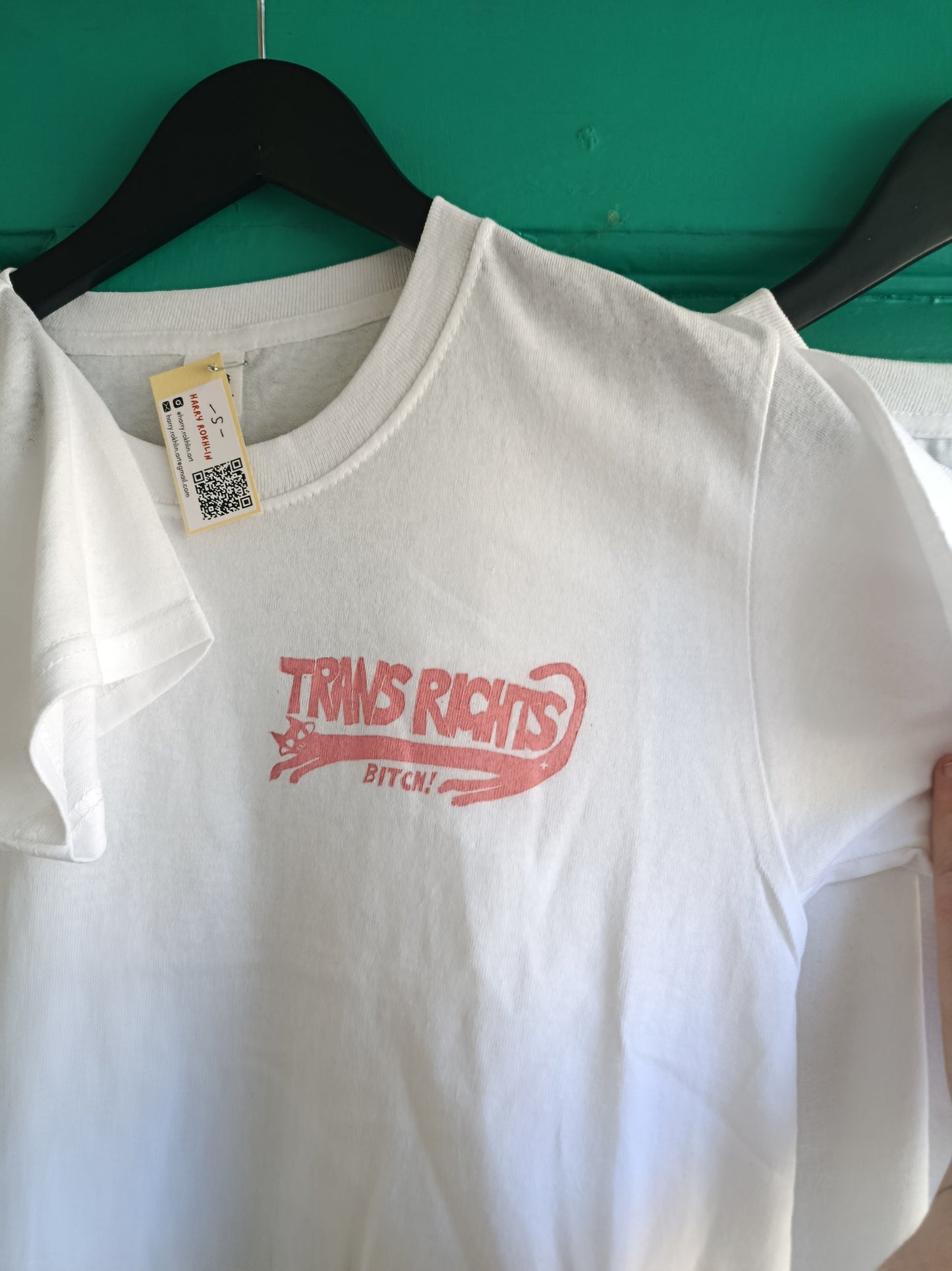 White Trans Rights Bitch Hand Printed T-shirt