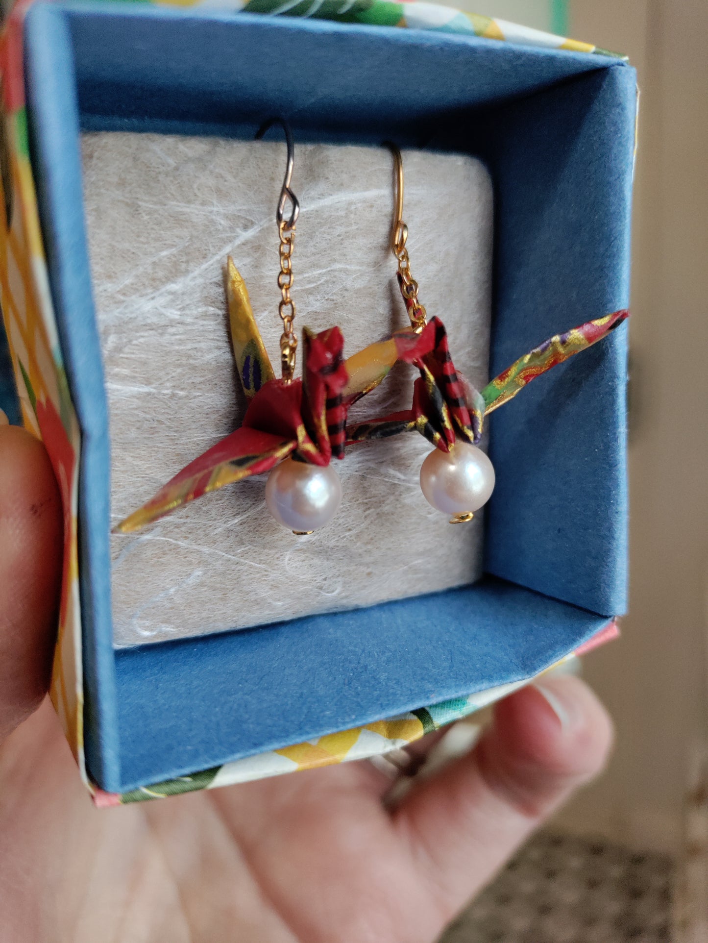 Origami crane earrings