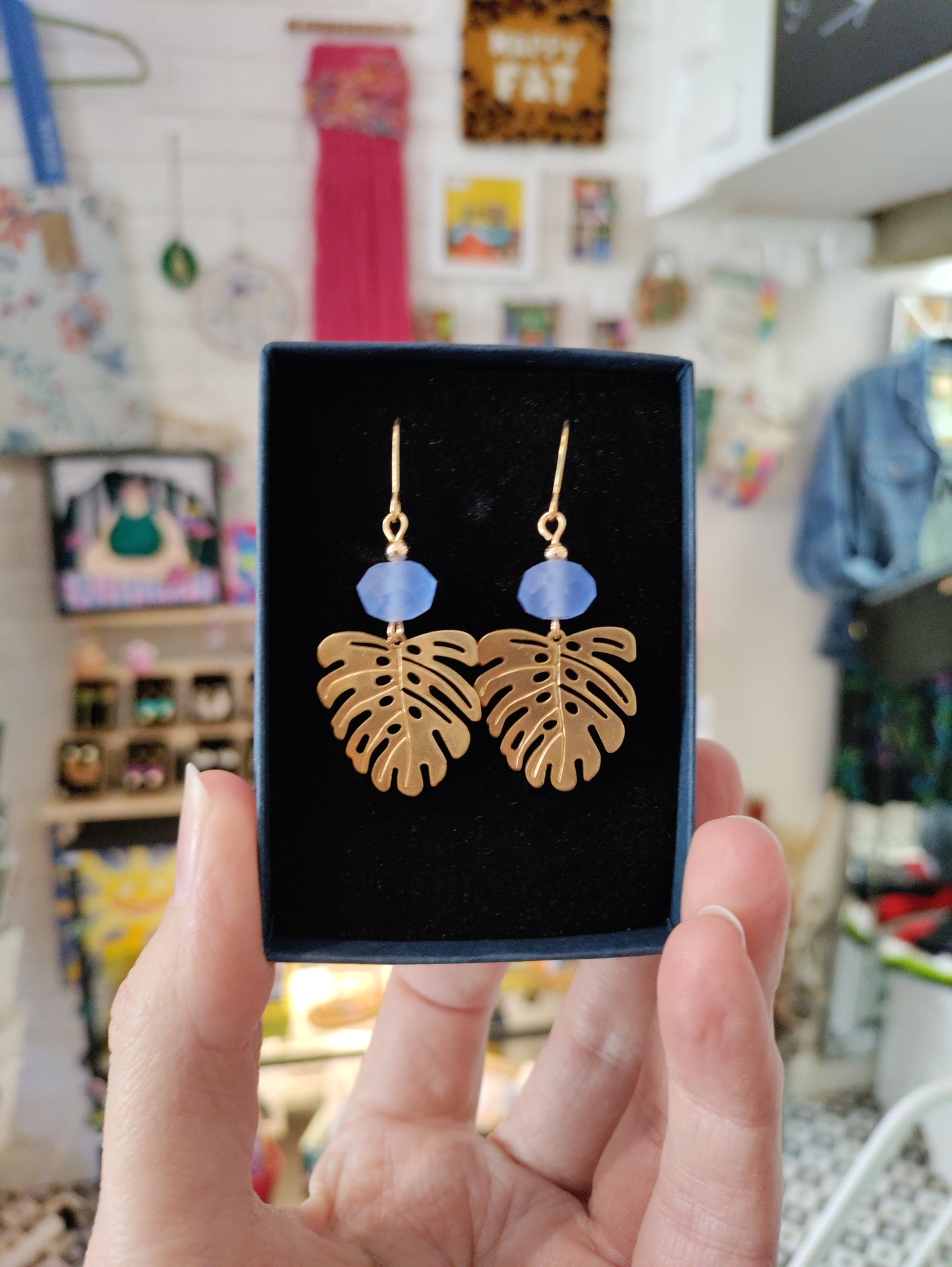 Brass and bead earrings