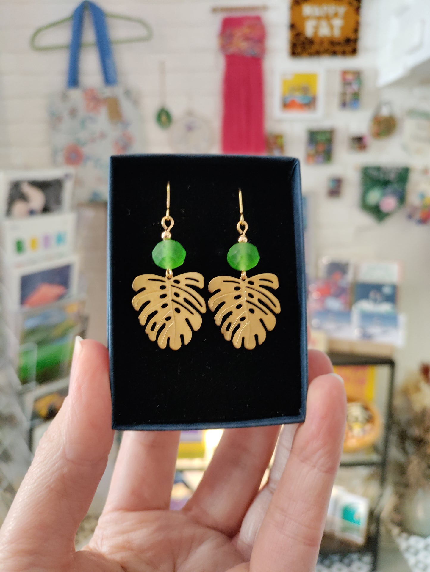 Brass and bead earrings
