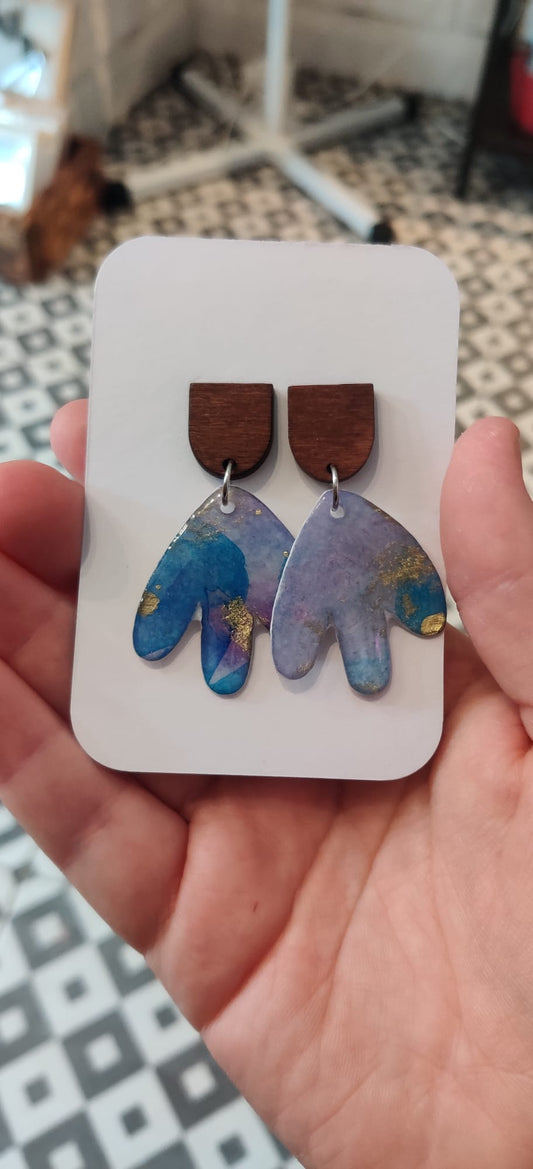 Blue Gold Flower earrings