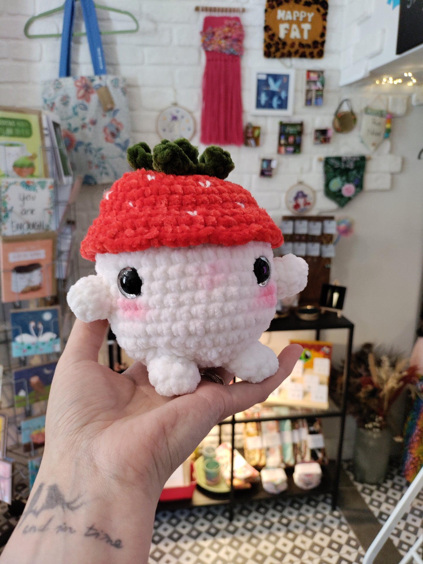Strawberry mushroom guy