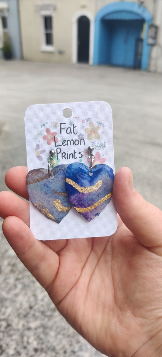 Blue/Purple Ivy Leaf Earrings