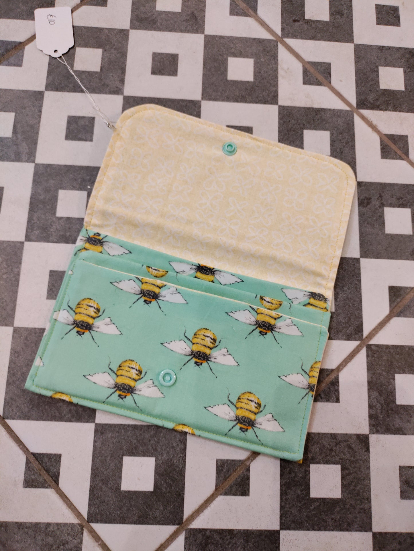 Hand sewn wallet with section for cards