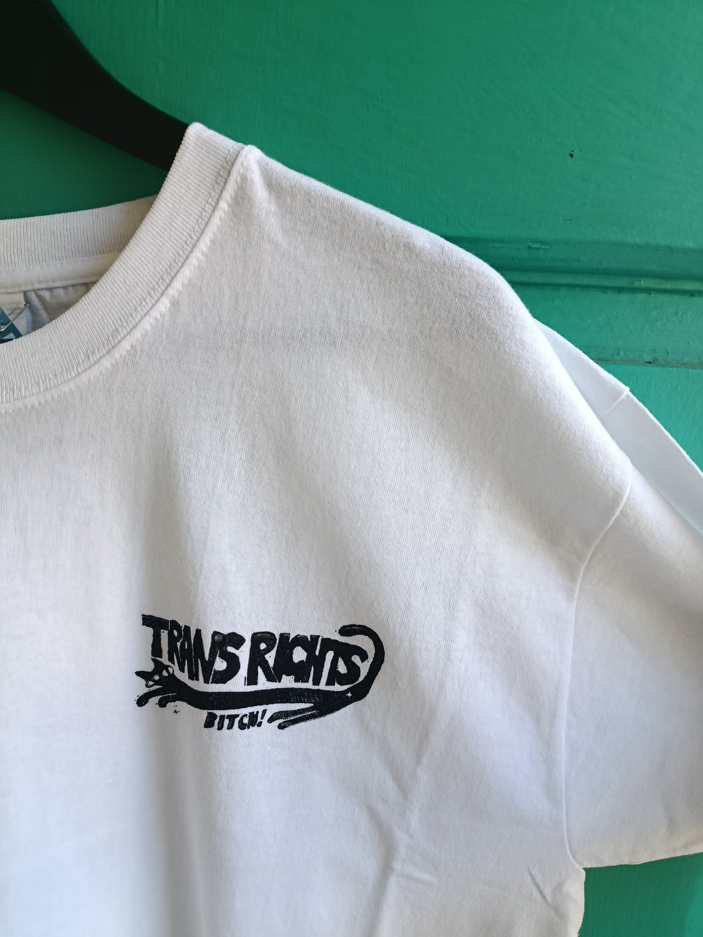 White Trans Rights Bitch Hand Printed T-shirt
