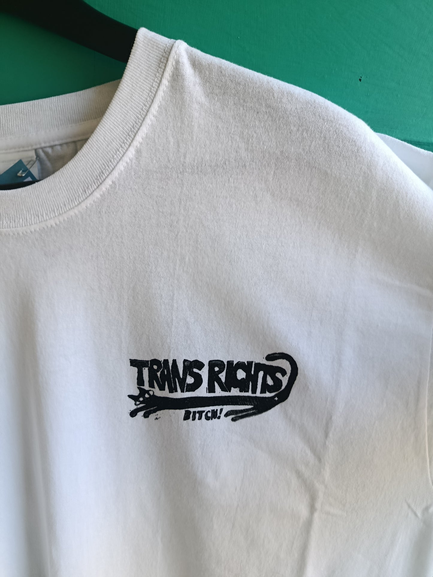 White Trans Rights Bitch Hand Printed T-shirt