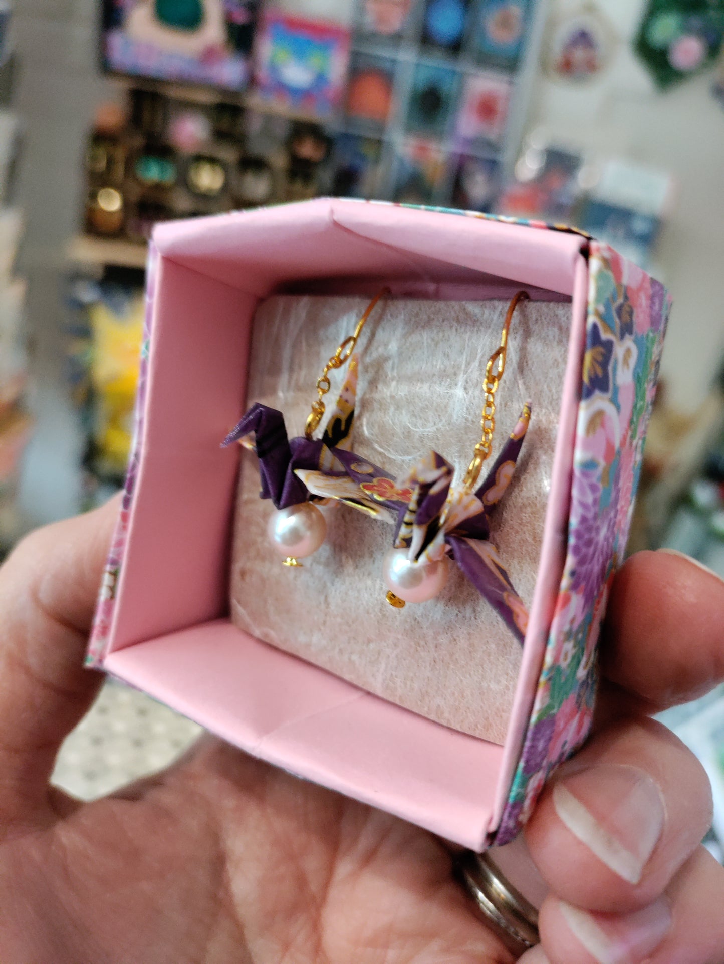 Origami crane earrings