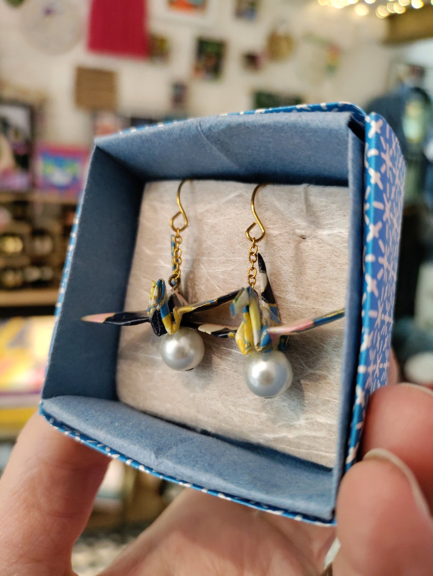 Origami crane earrings