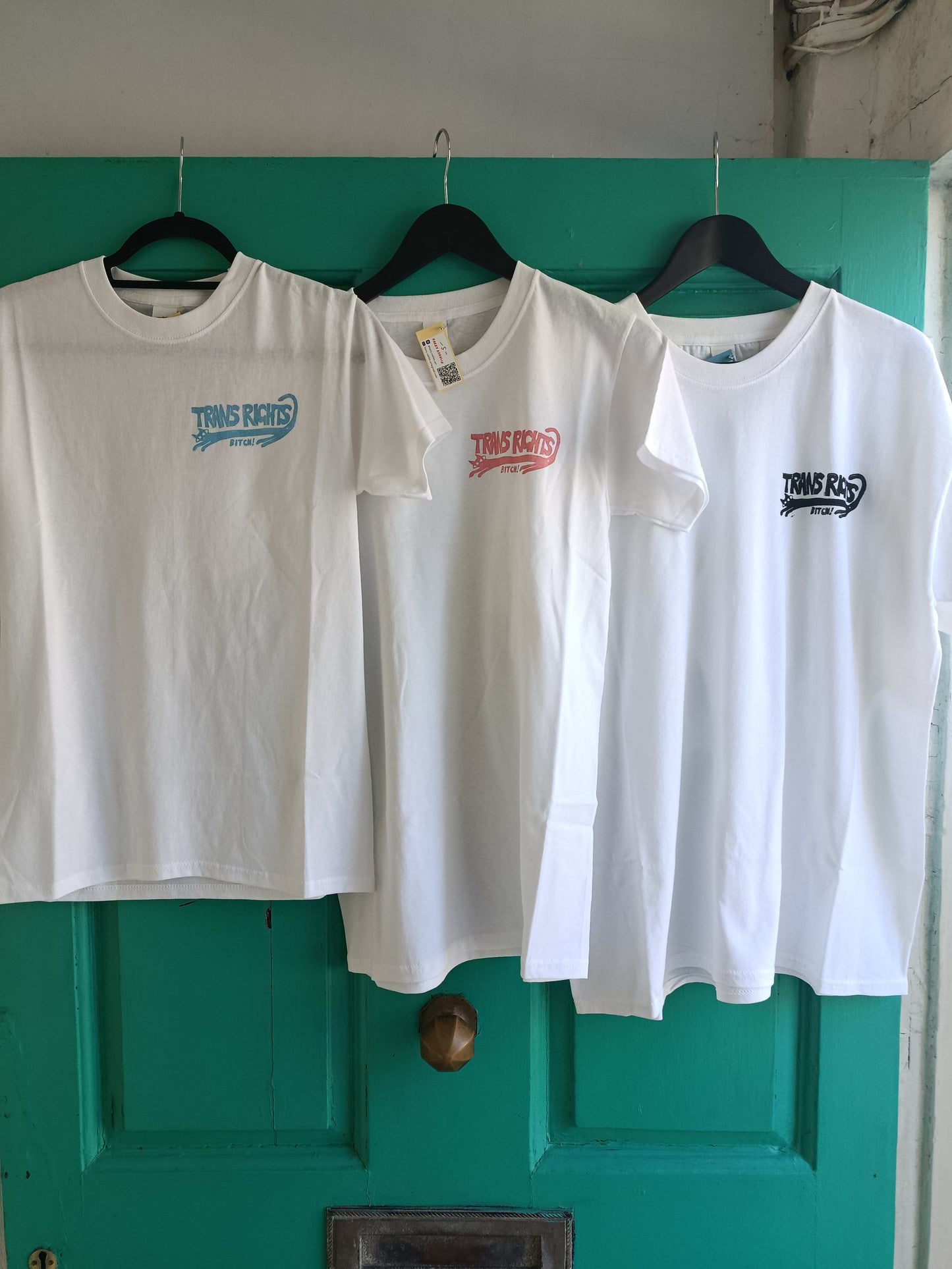 White Trans Rights Bitch Hand Printed T-shirt