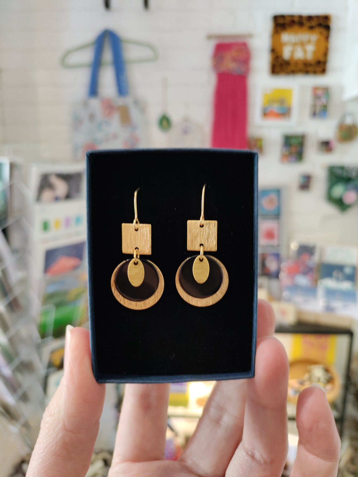 Brass and bead earrings