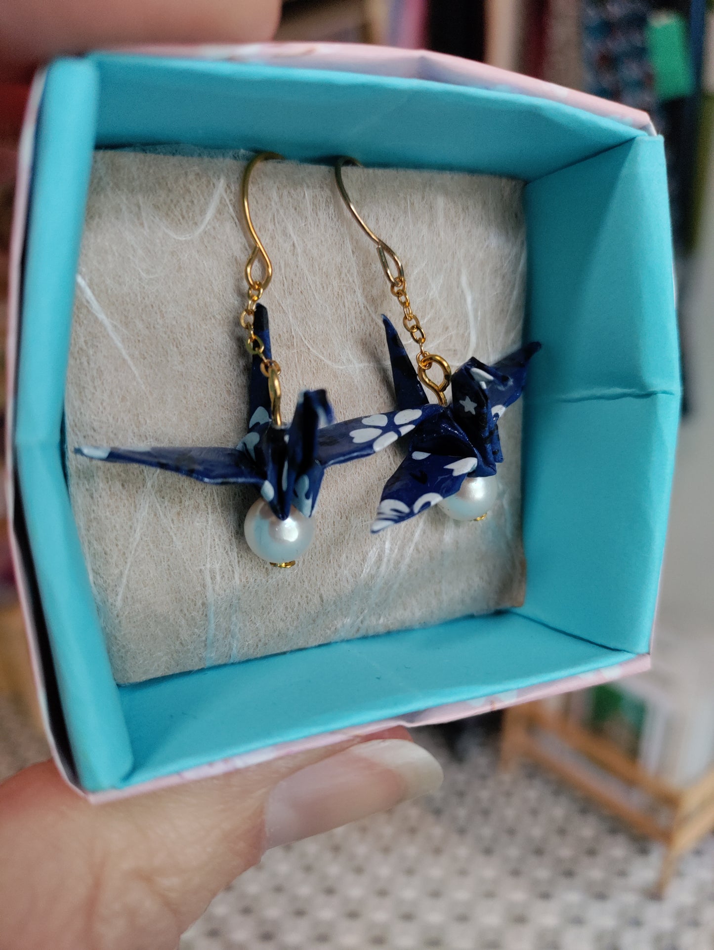 Origami crane earrings