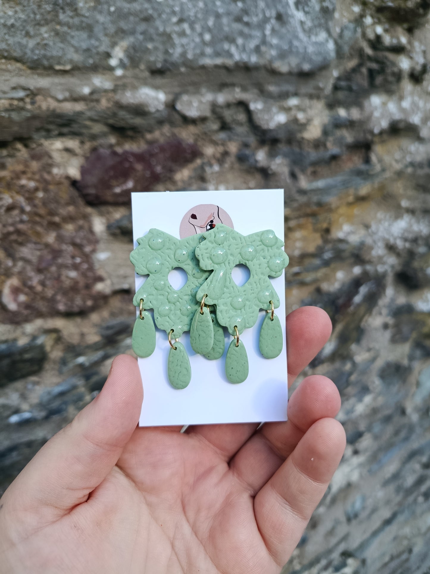 Green Leaf Statement Earrings