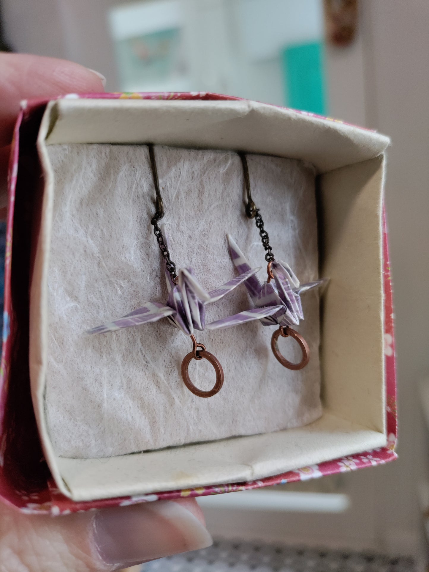 Origami crane earrings