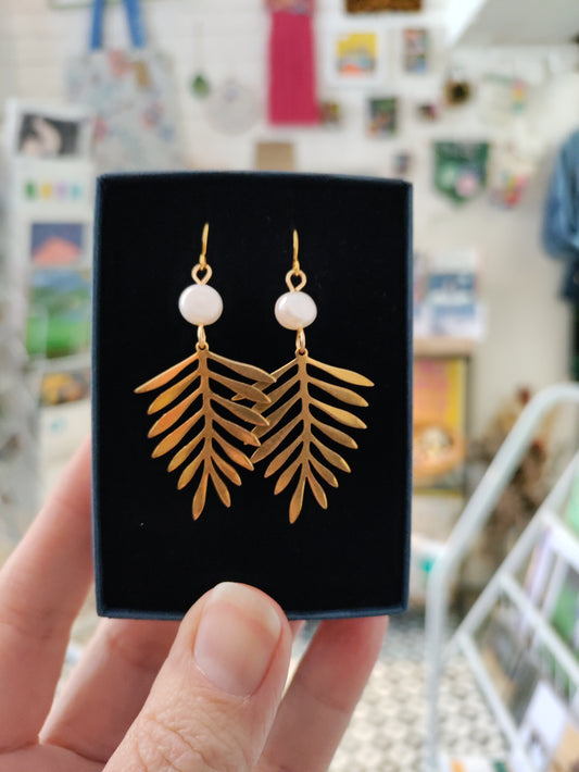 Brass and bead earrings