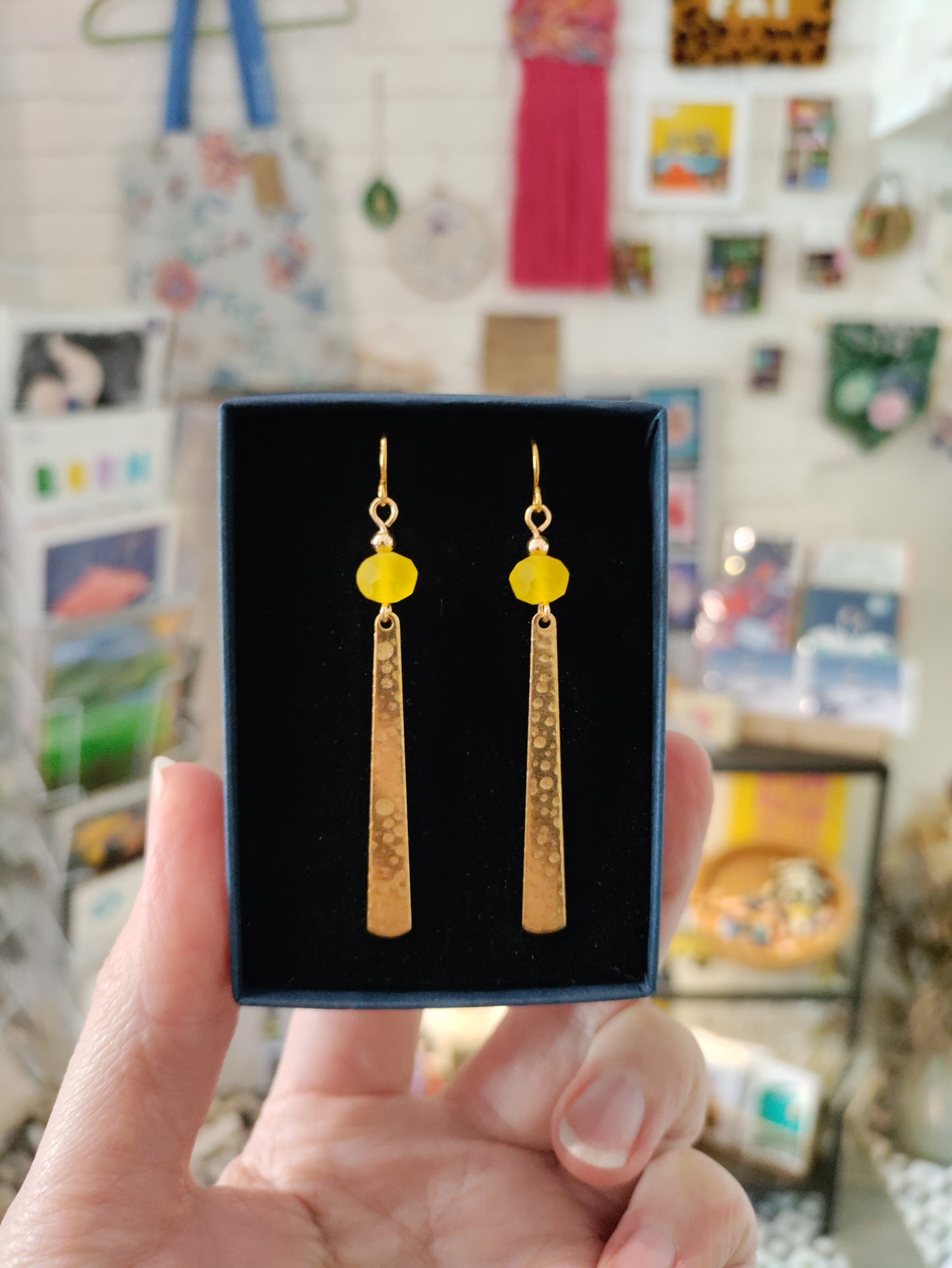 Brass and bead earrings