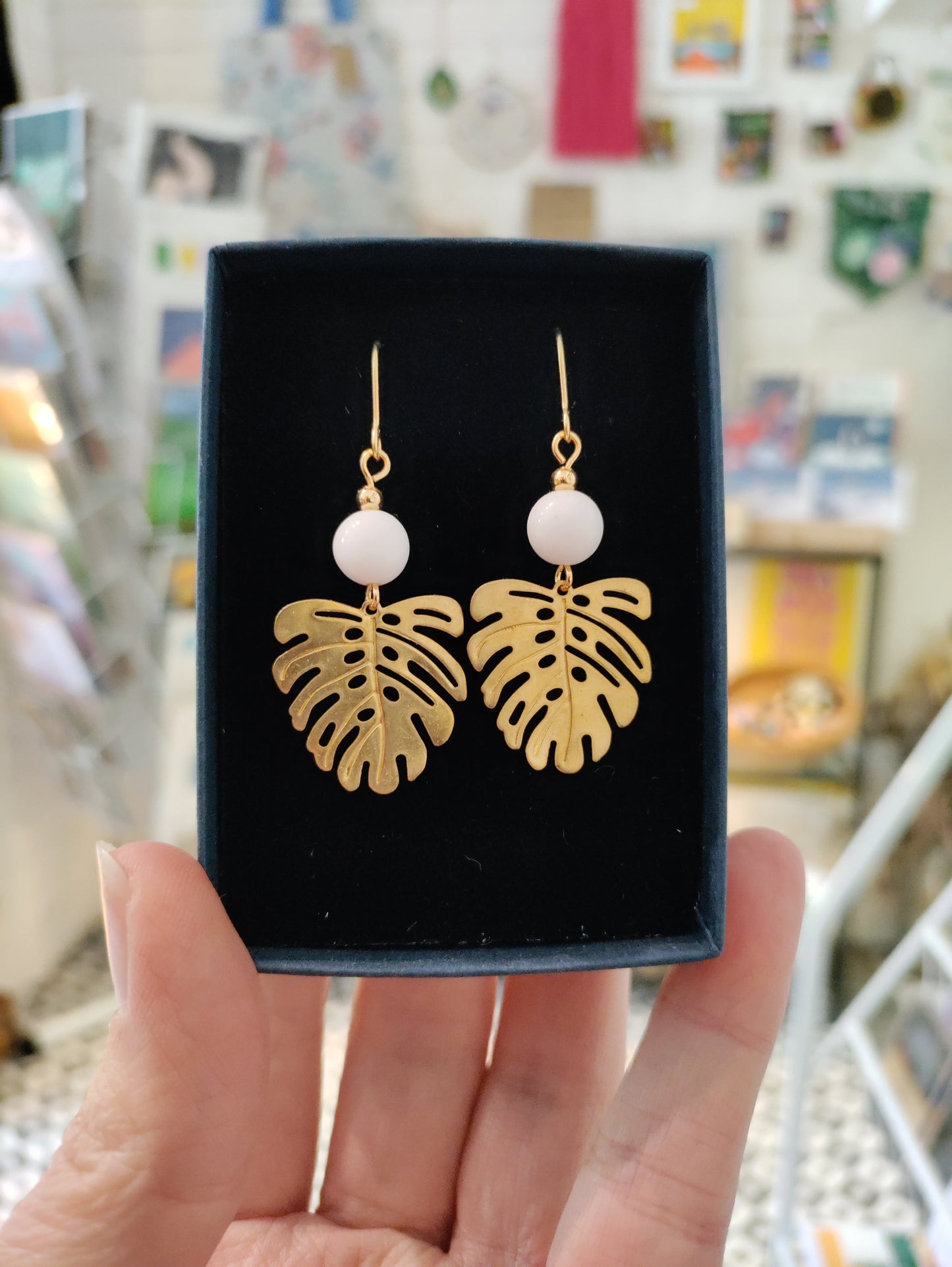 Brass and bead earrings