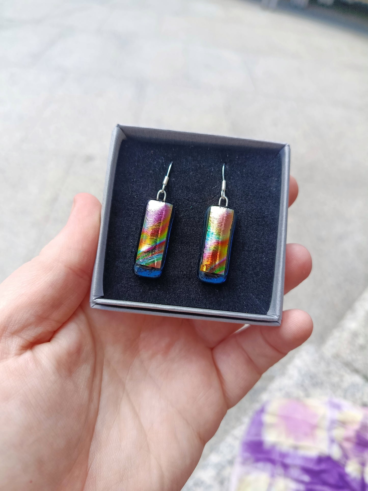 Dichroic Glass Earrings with sterling silver earrings hooks