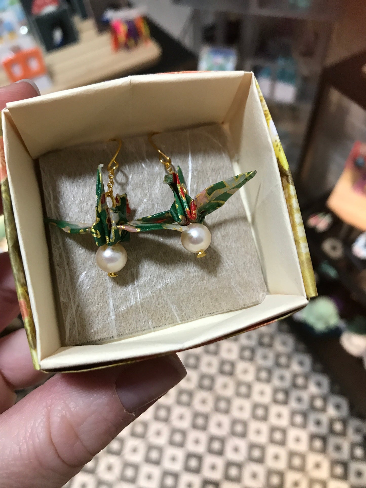 Origami crane earrings