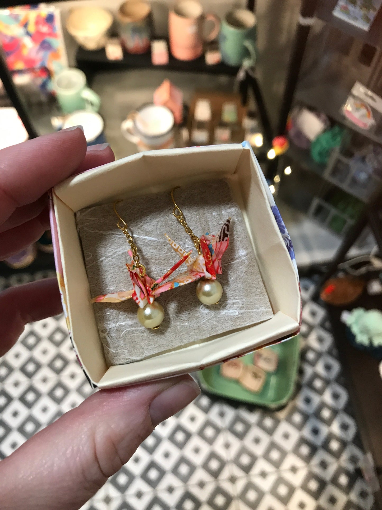 Origami crane earrings