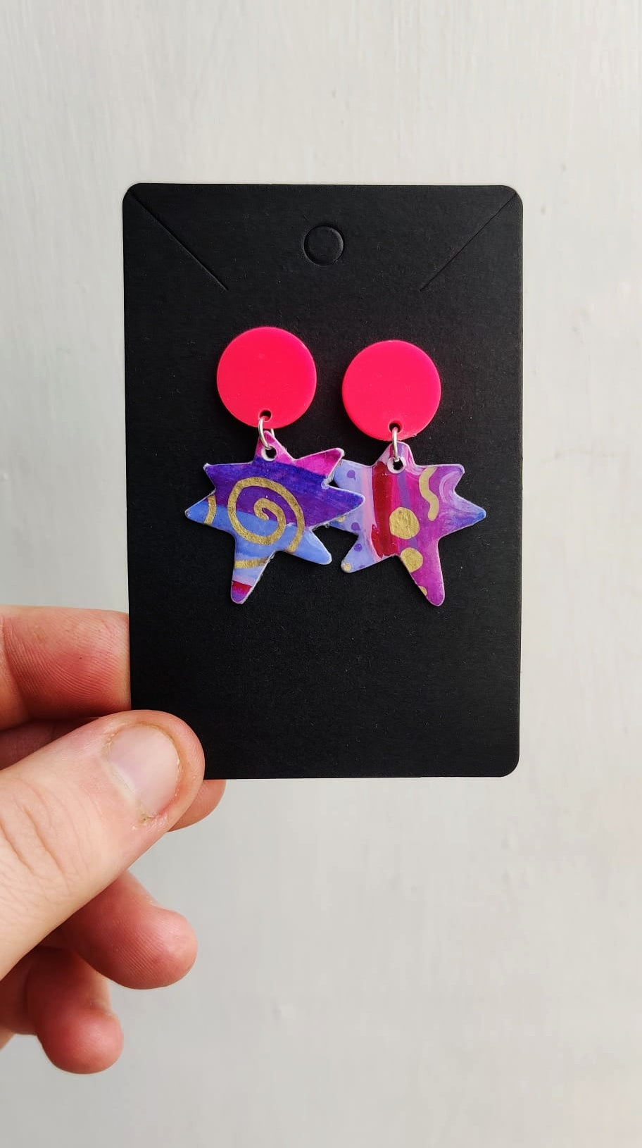 Pink and Purple with Gold Detail Hand painted earrings