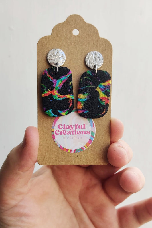 Oil Slick Rainbow Statement Earrings