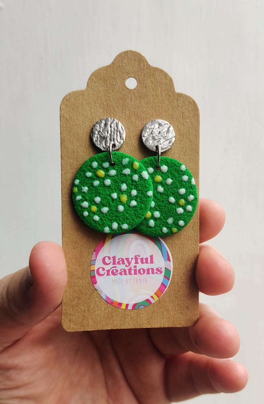 Green Daisy Statement Earrings