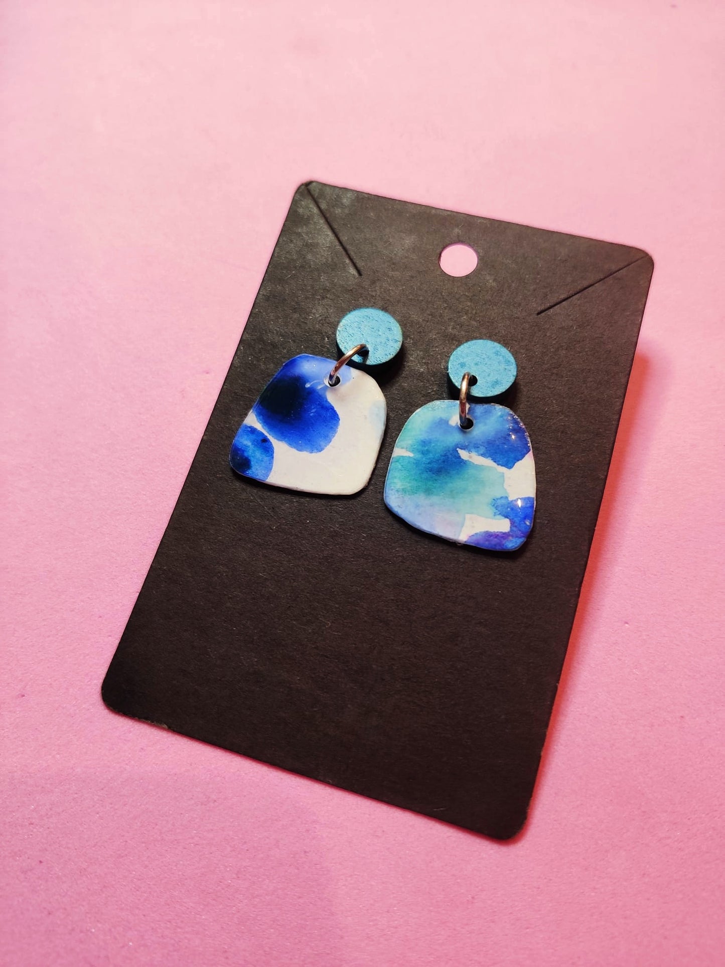 Blue Square Statement Earrings FL12