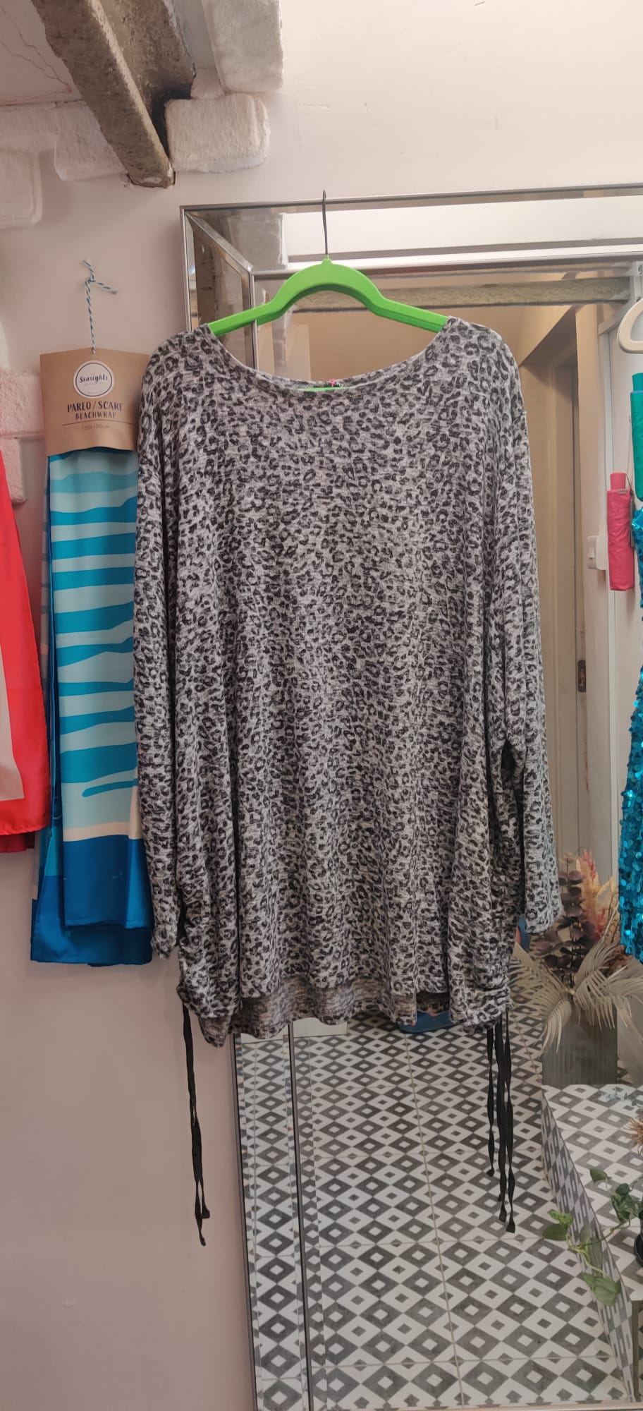 Leopard print grey long sleeved top