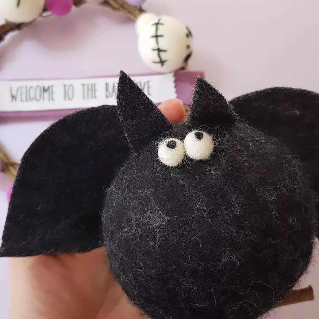 Handmade Needle Felt Bat Decorations