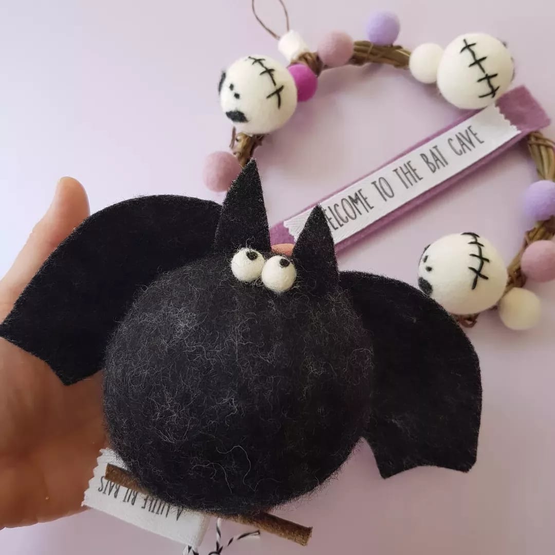 Handmade Needle Felt Bat Decorations