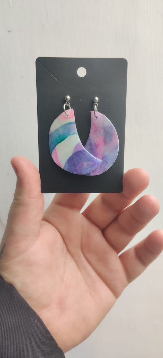 Large Purple/Blue Moon Earrings