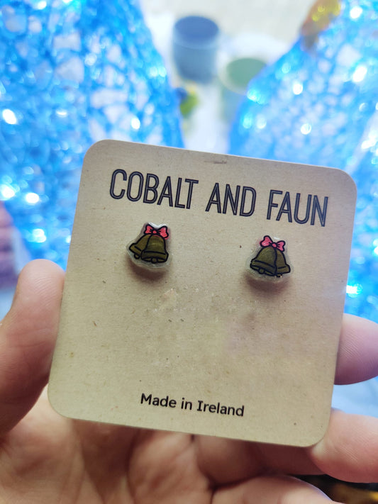 Cobalt and Faun Christmas Earrings