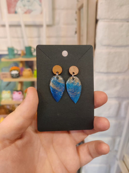 Blue Gold Teardrop Earrings FL11