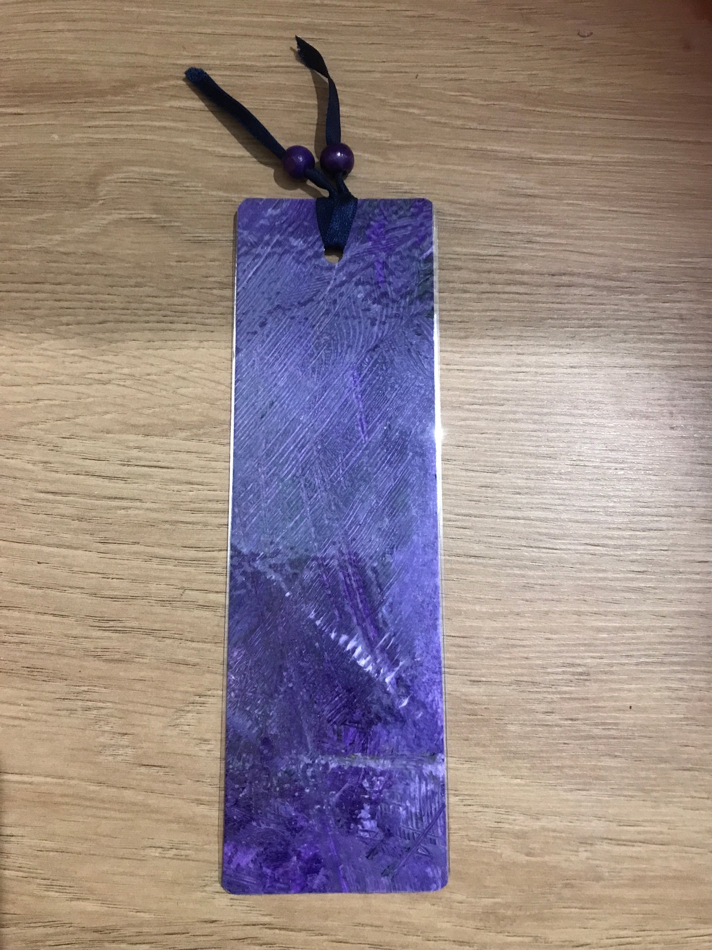 Handmade recycled art purple bookmark