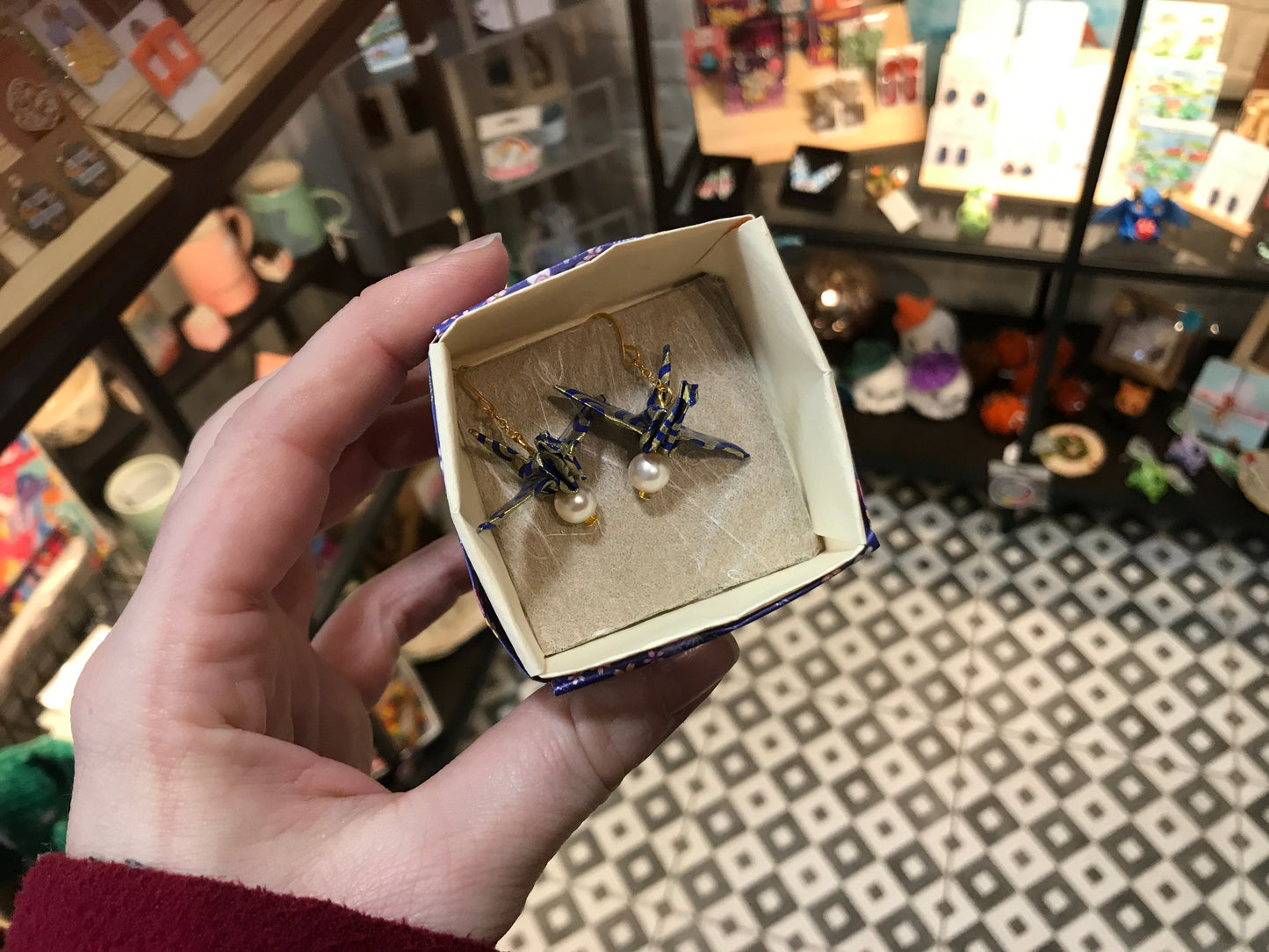 Origami crane earrings