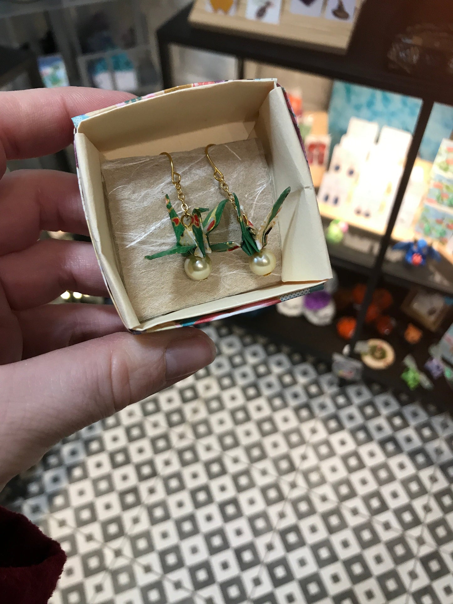 Origami crane earrings