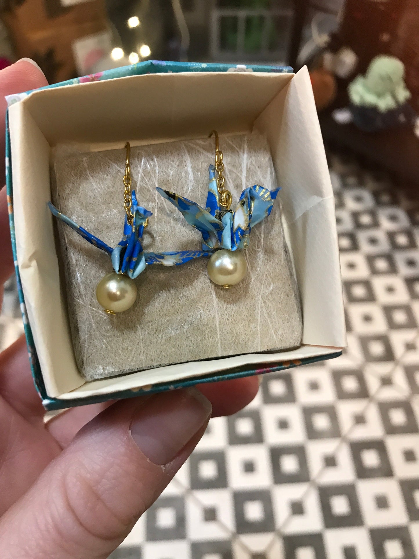Origami crane earrings