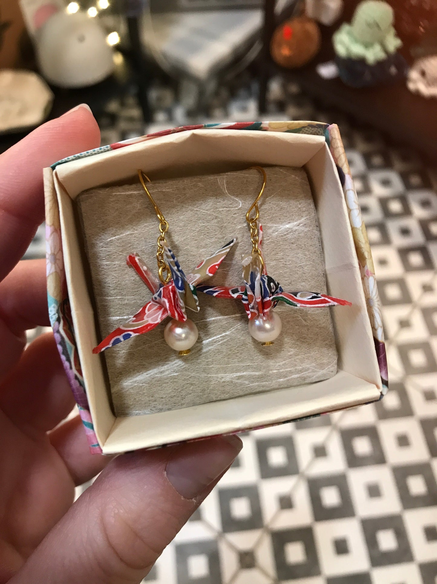 Origami crane earrings