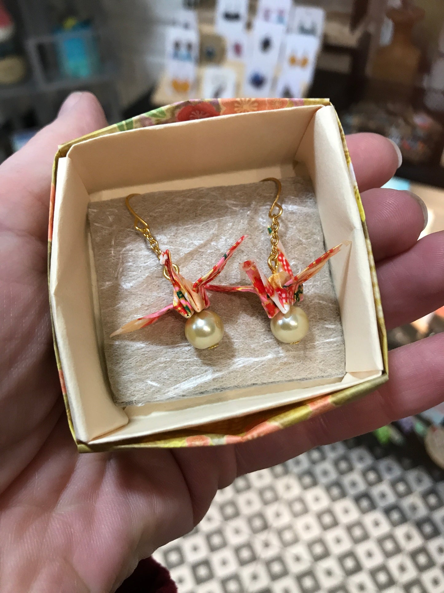 Origami crane earrings