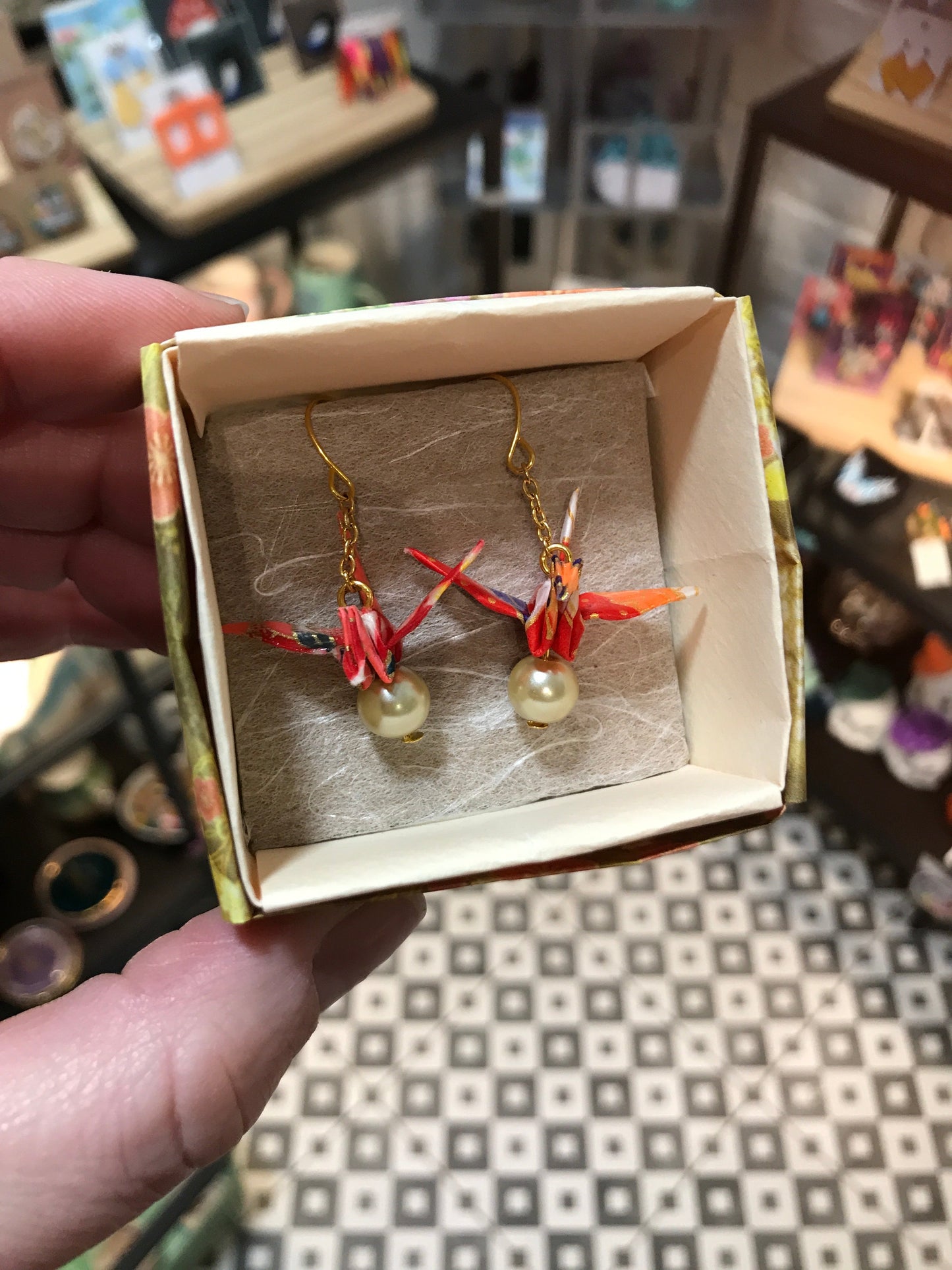 Origami crane earrings