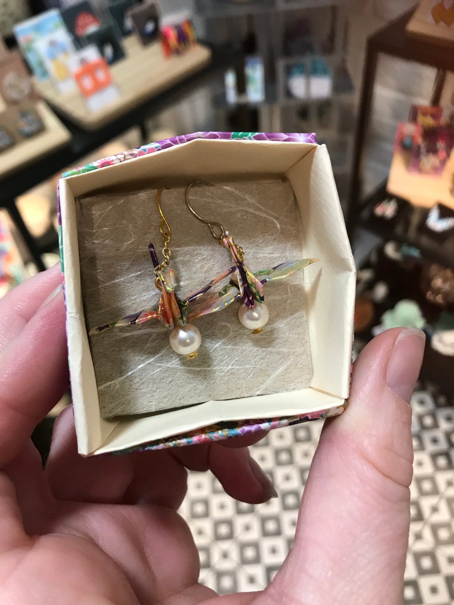 Origami crane earrings