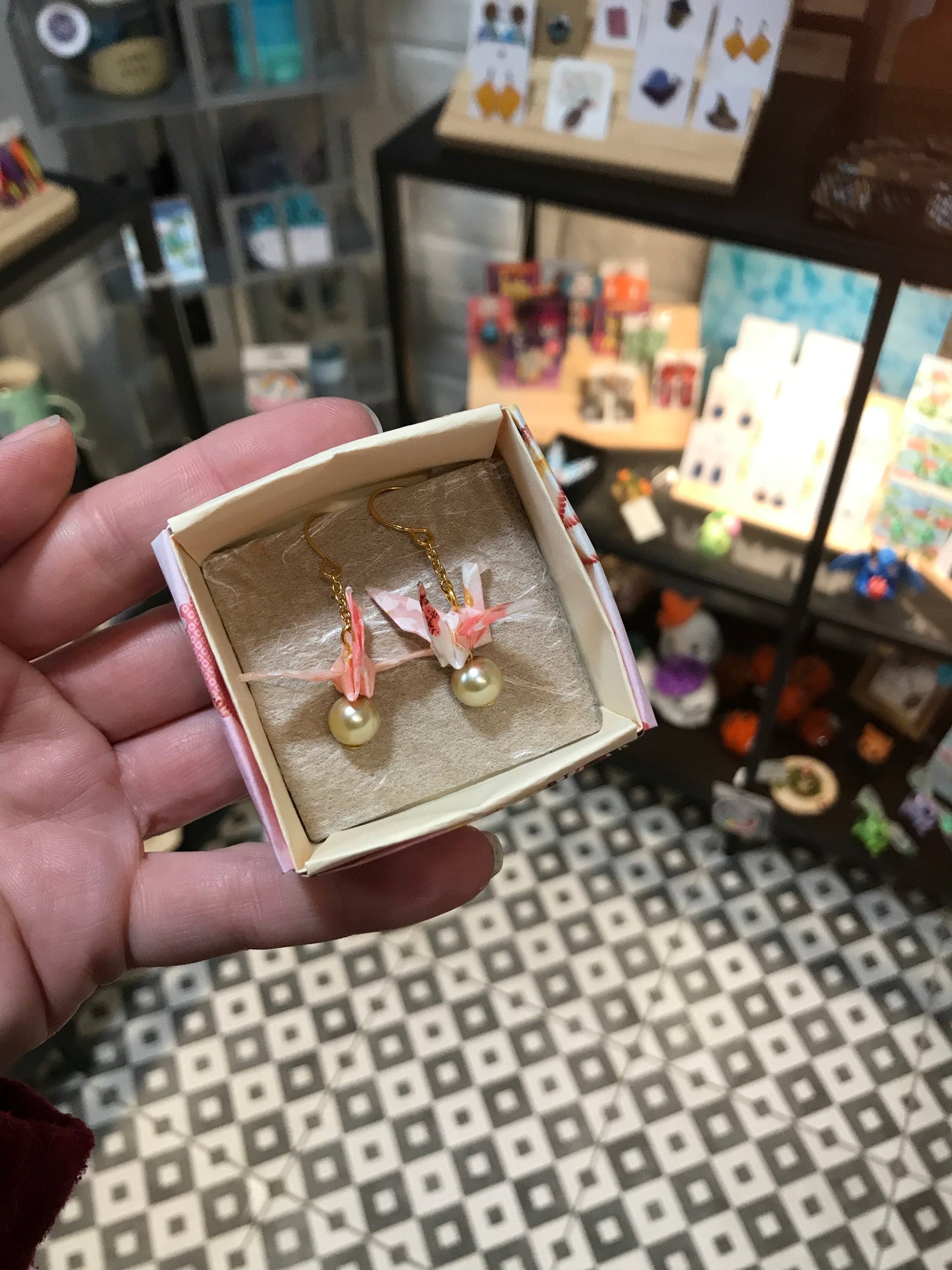 Origami crane earrings