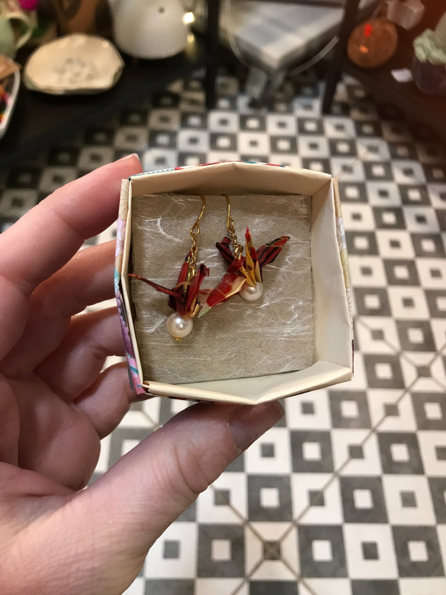 Origami crane earrings