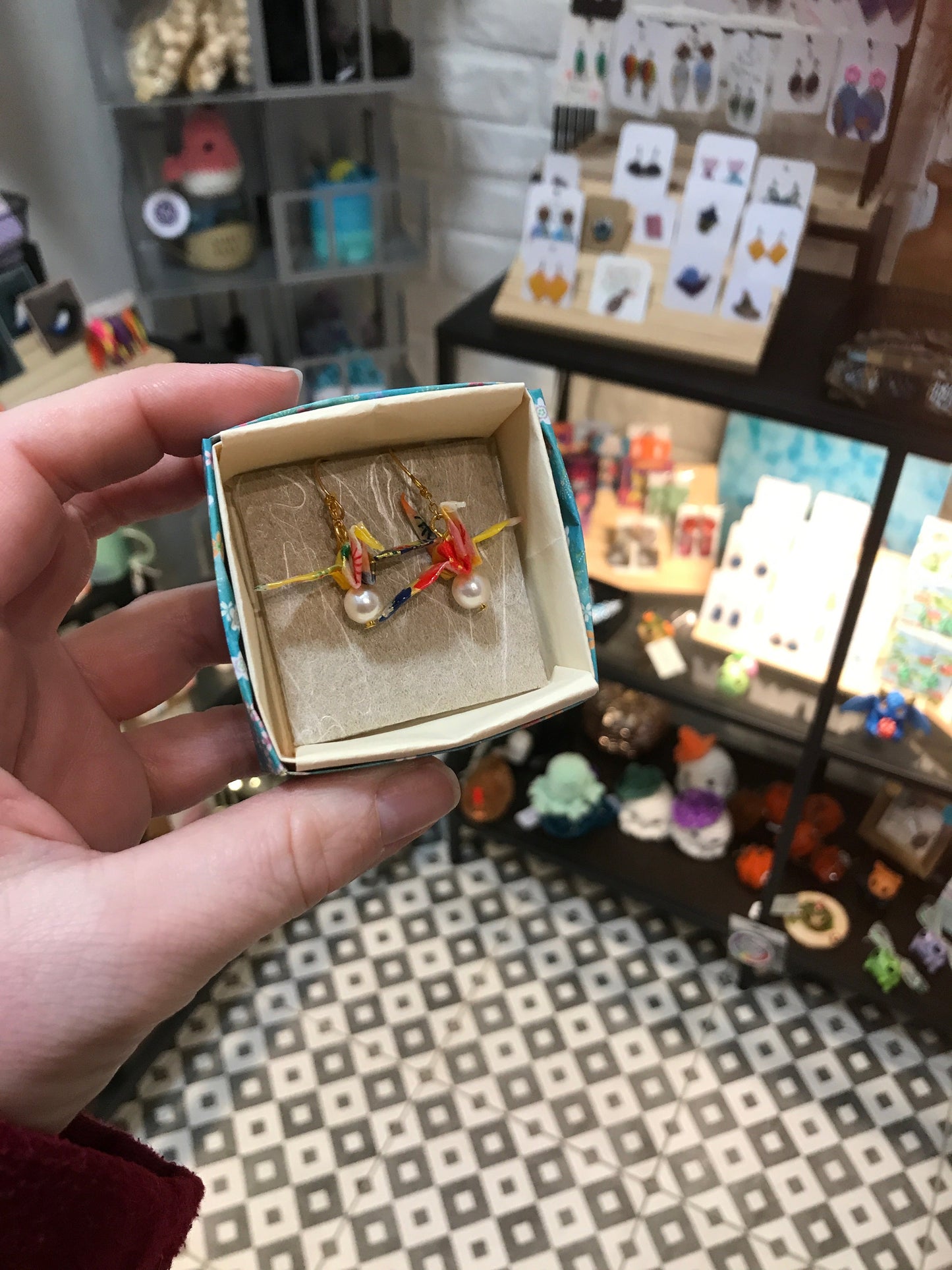 Origami crane earrings