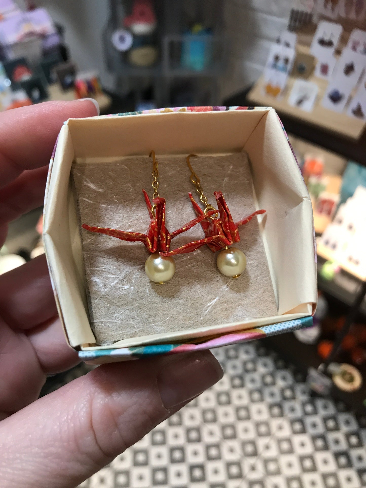 Origami crane earrings