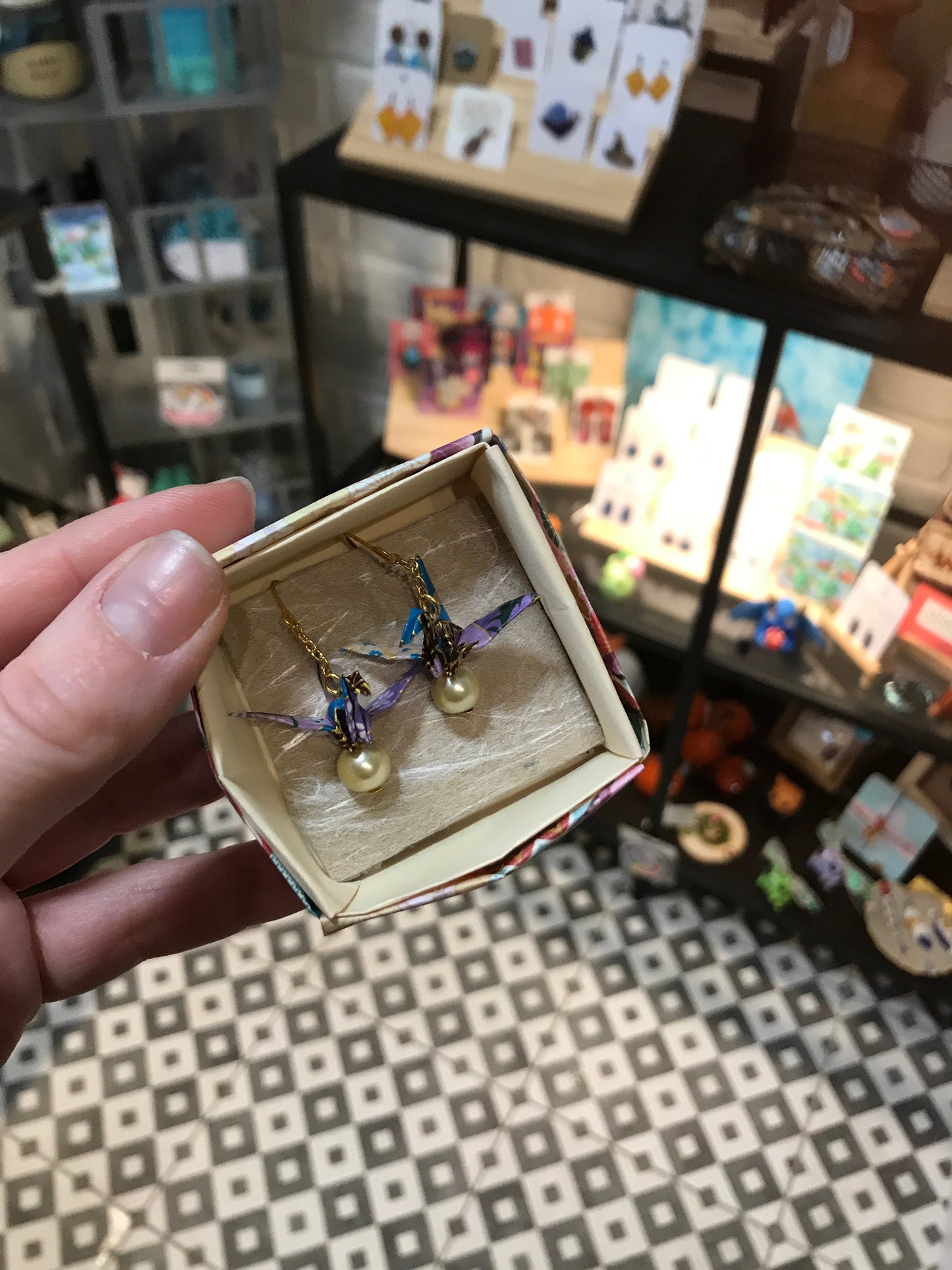 Origami crane earrings