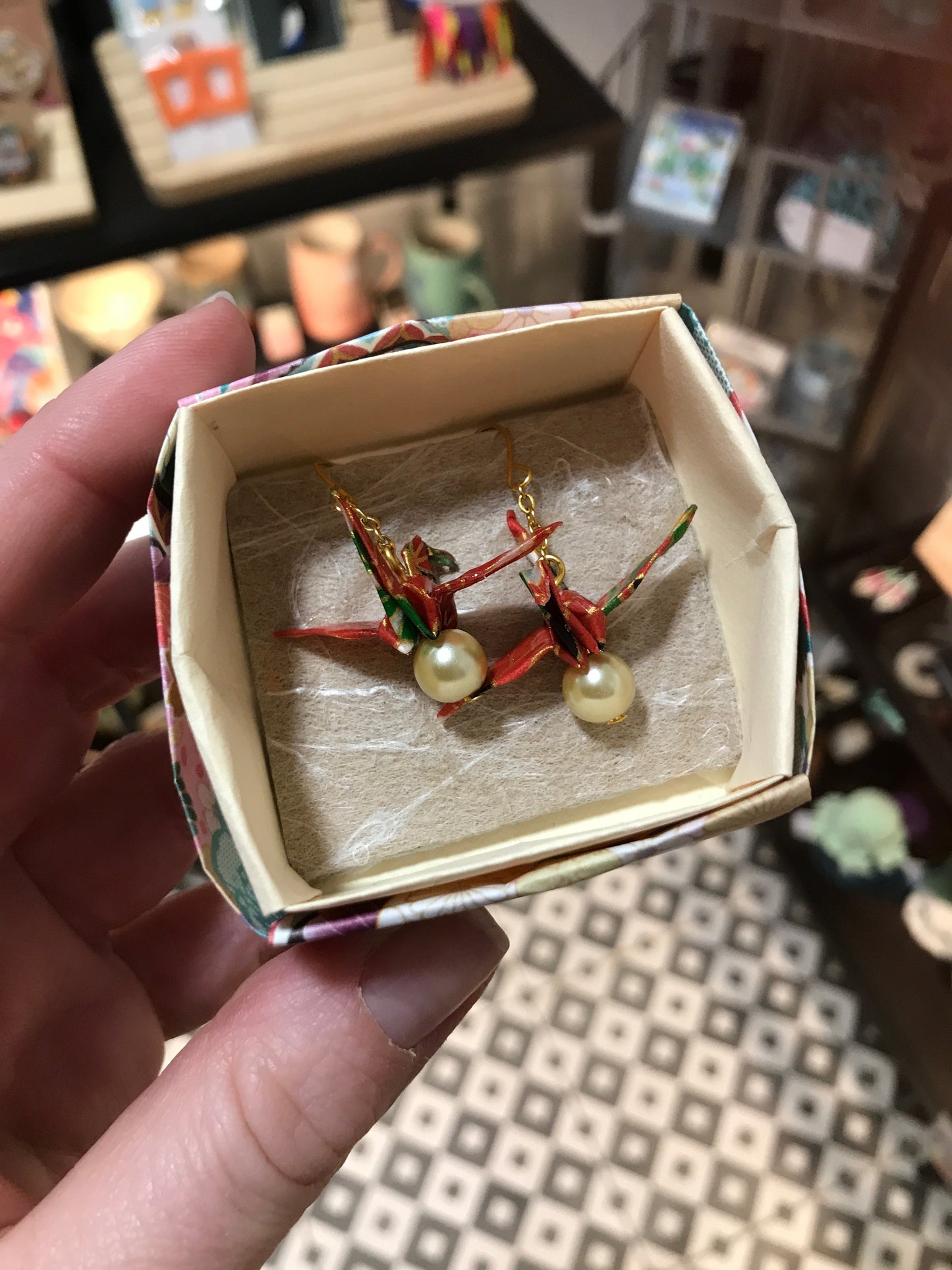 Origami crane earrings
