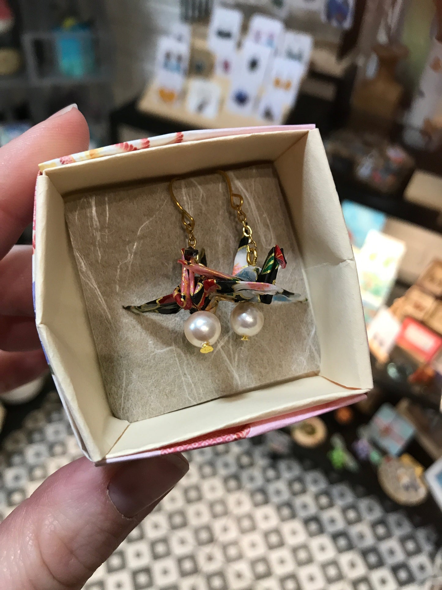 Origami crane earrings