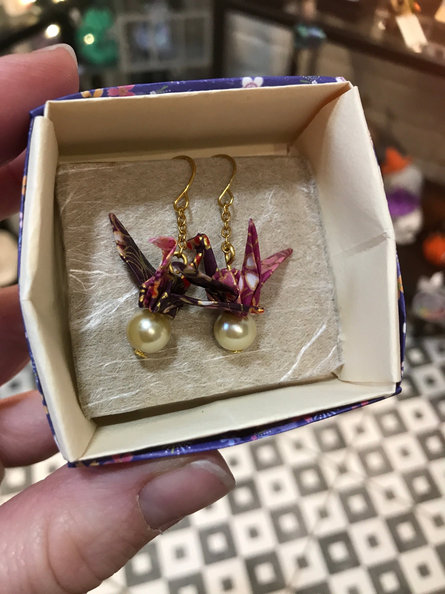 Origami crane earrings