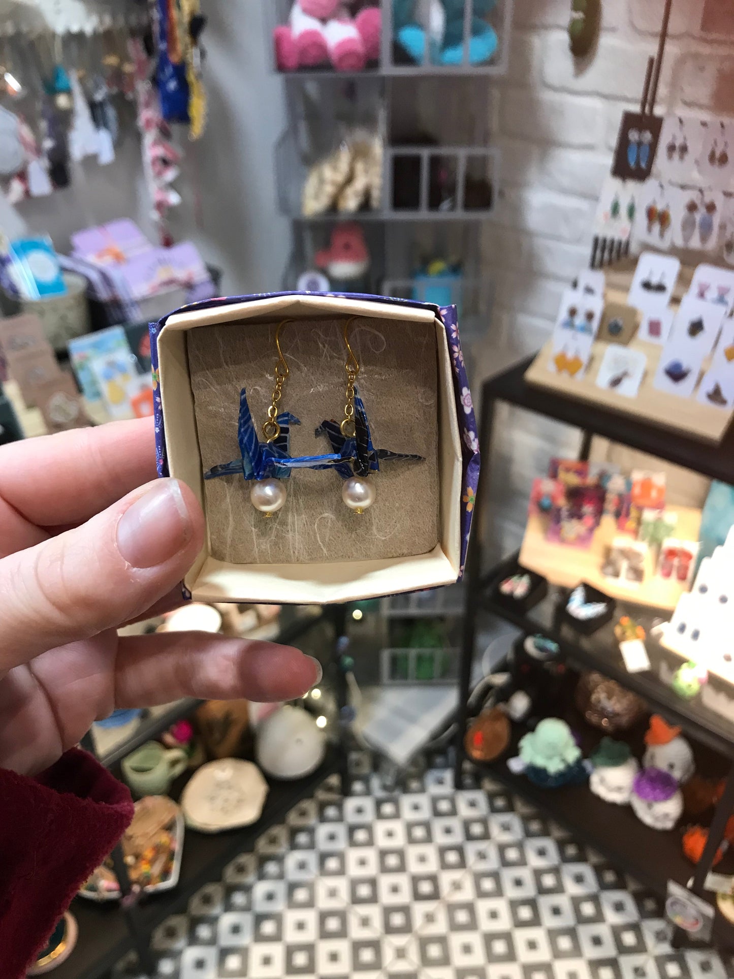 Origami crane earrings
